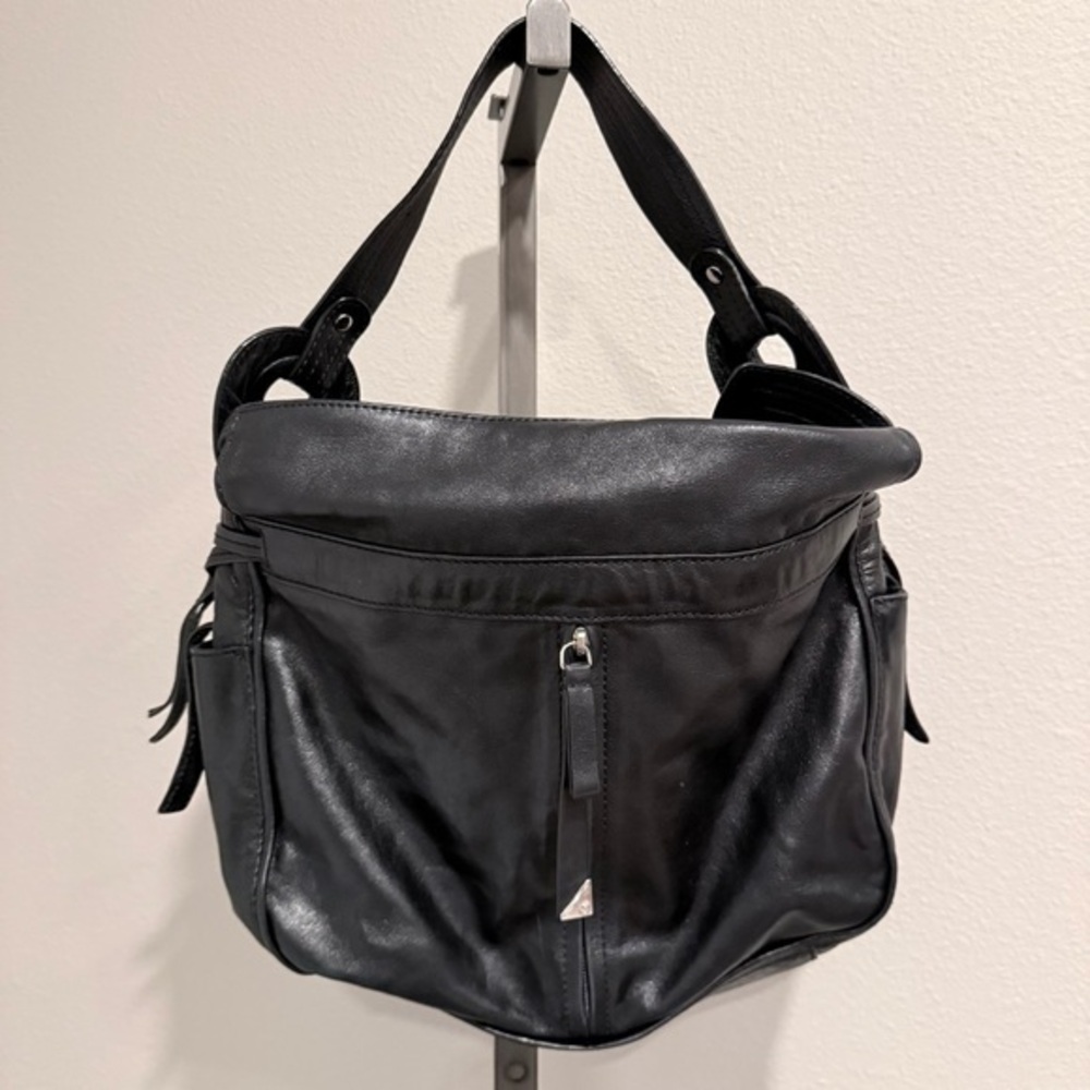 Vintage Y2K Francesco Biasia black large Italian leather shoulder bag